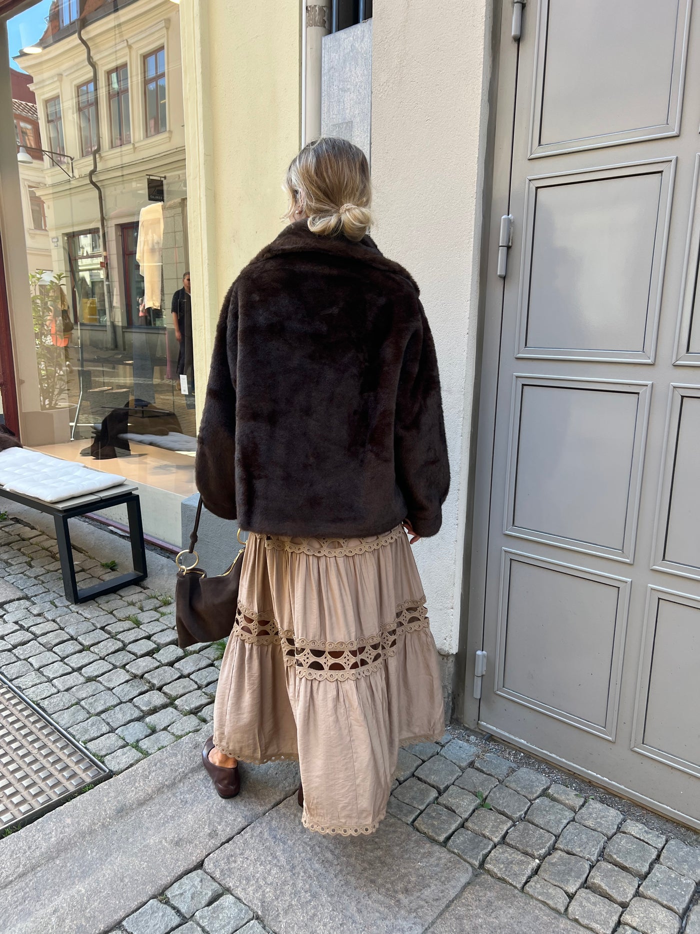 Dalia fuskpäls zip DARK BROWN  5045