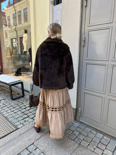 Dalia fuskpäls zip DARK BROWN  5045