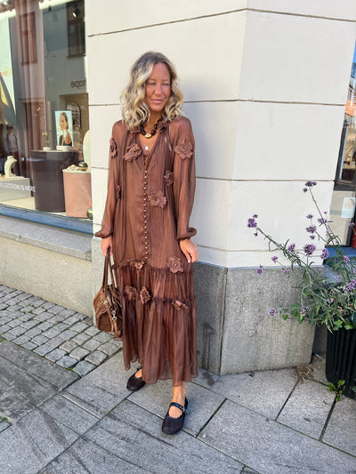 BOHO DRESS FLOWER BROWN