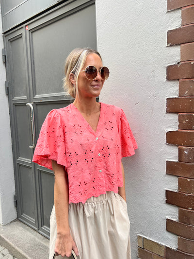 Sandro blouse coral lace