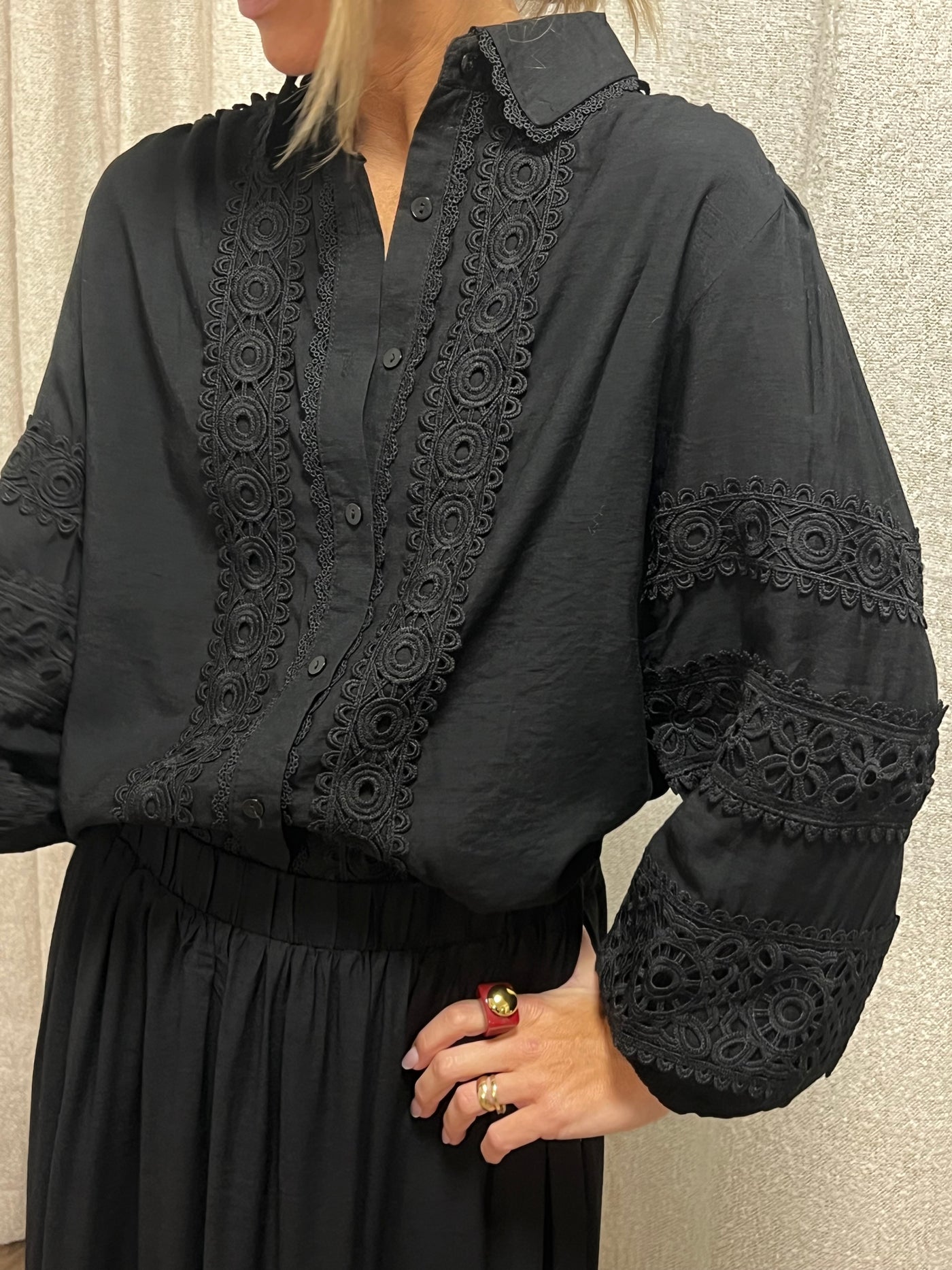 Blus lace  long arm Black 1855
