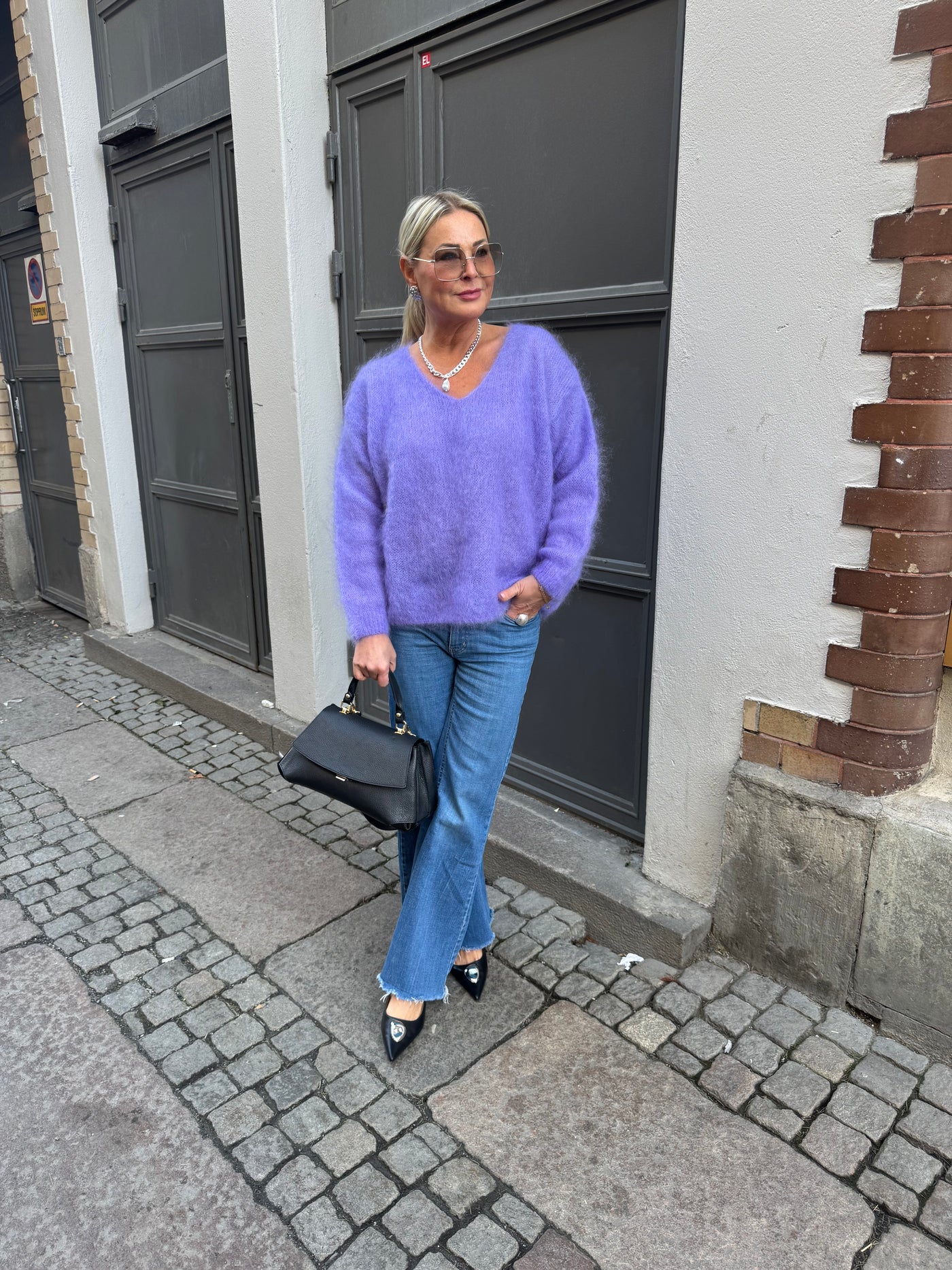 Roro mohair Lila V-ring - 23505