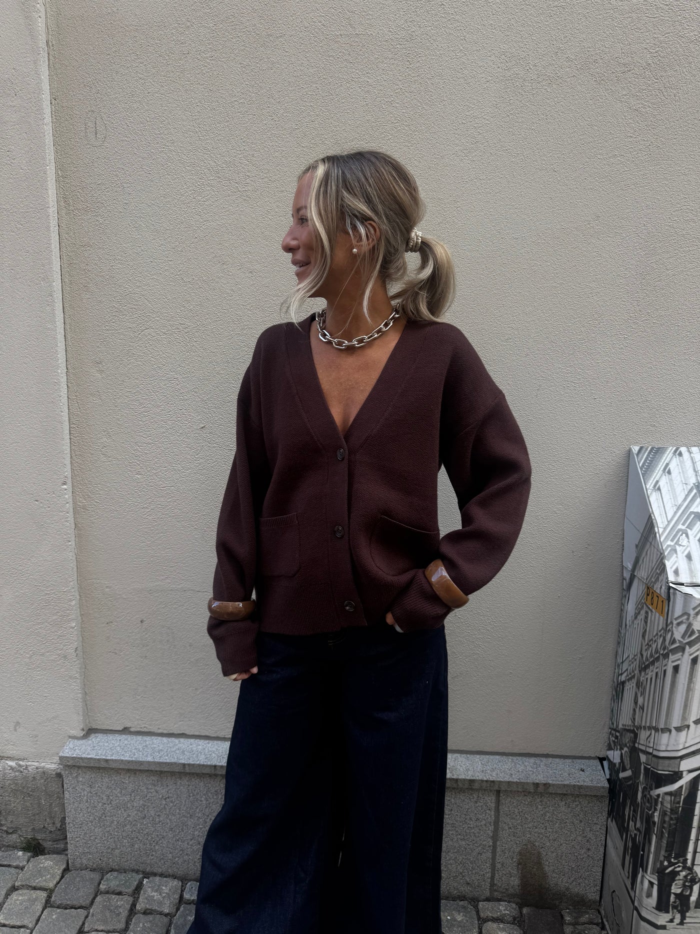 Moo Cardigan pocket Brown H884