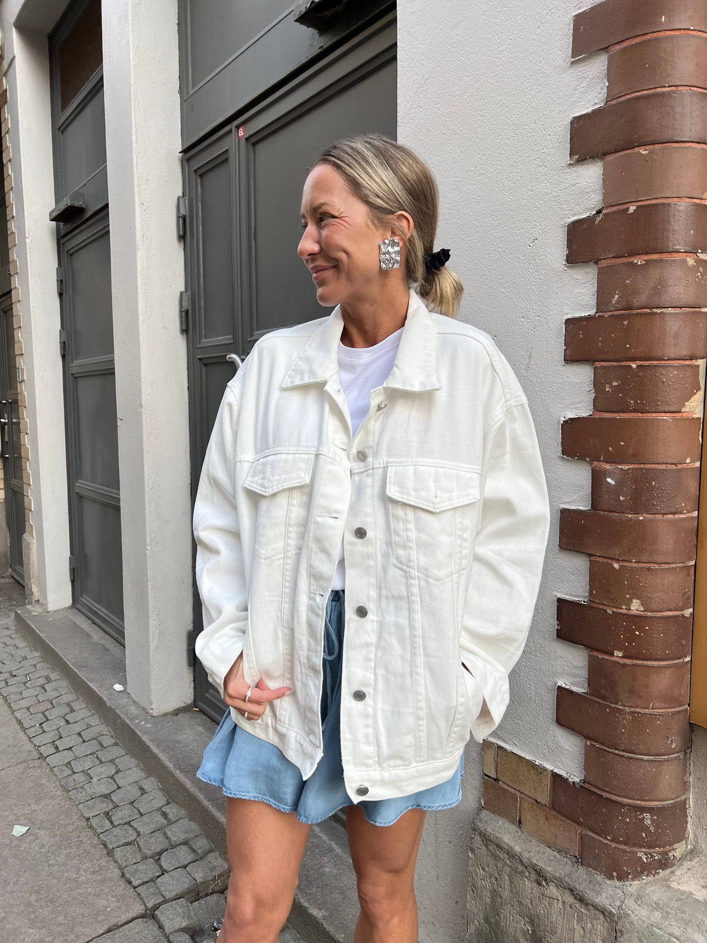 Jeansjacka ny over size vit