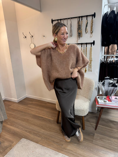 Roro mohair v-ring Camel väst - 23613