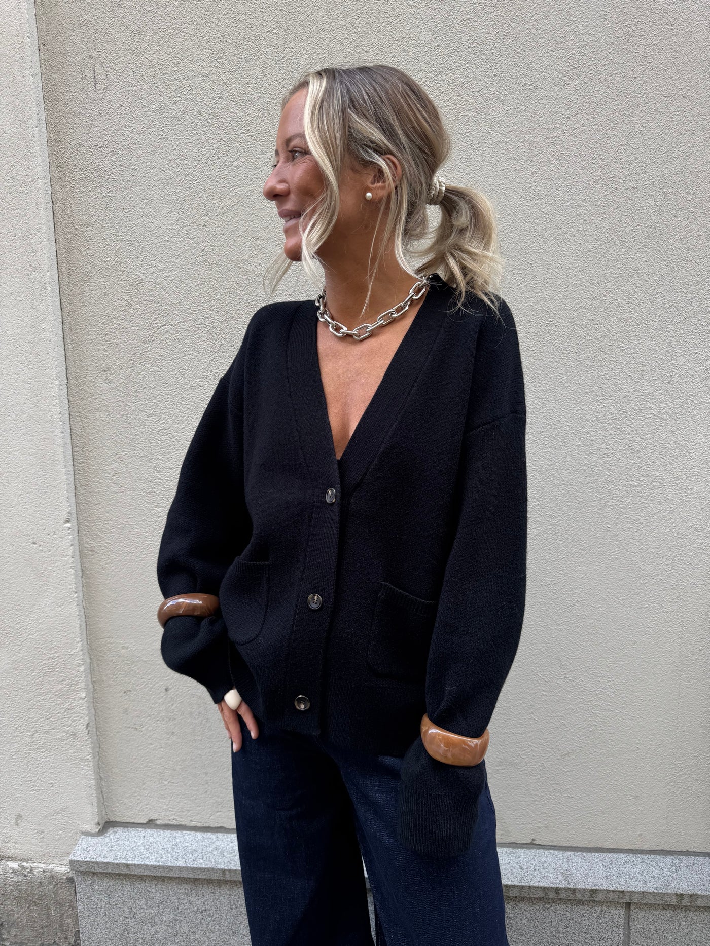 Moo Cardigan pocket Black H884