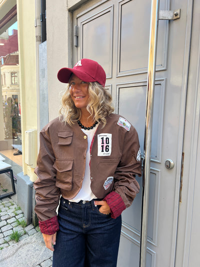 Patch jacket brown v 10161