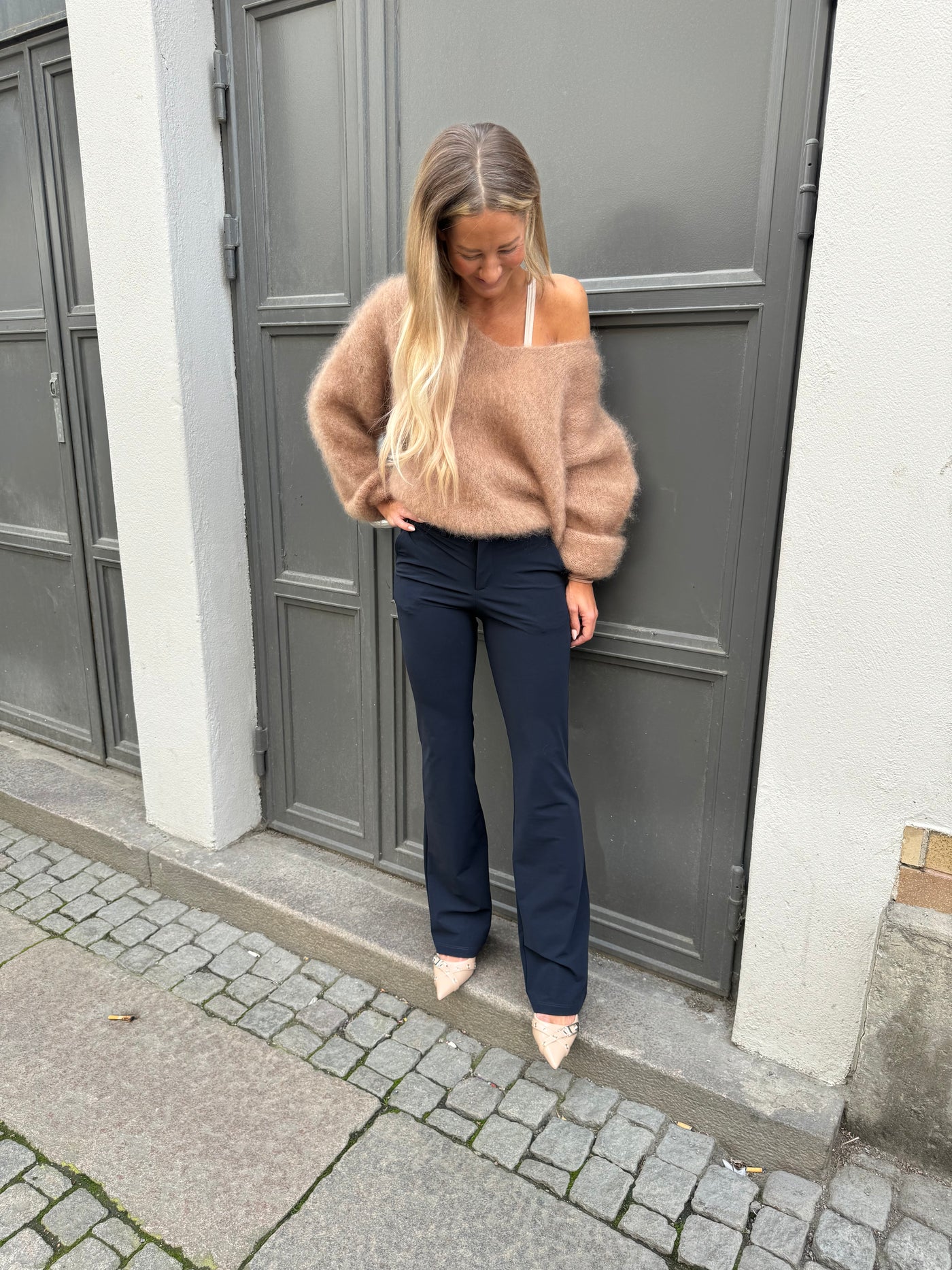 Roro Mohair camel v-ring - 23505
