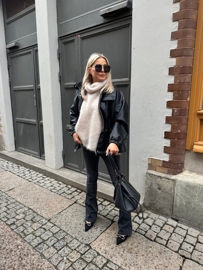 Black leather trench
