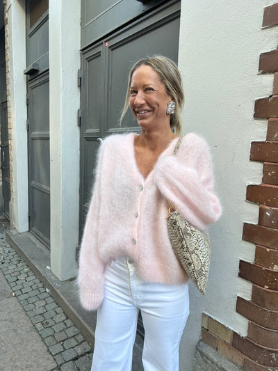 Roro mohair kofta med knappar ljusrosa
