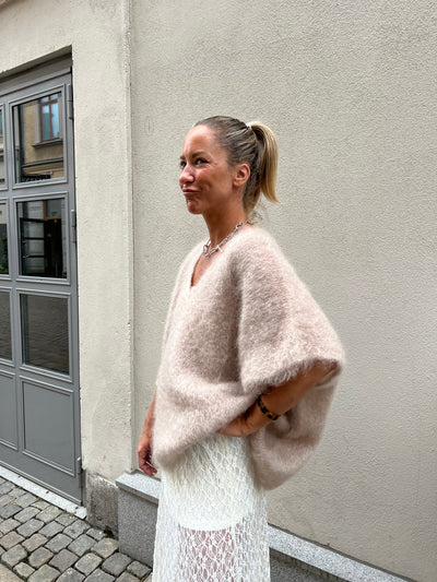 Roro mohair v-ring sand väst - 23613