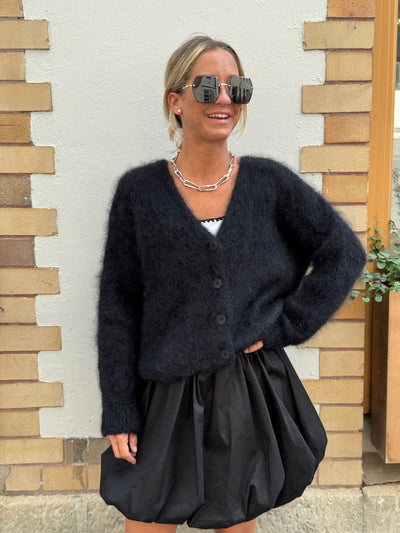 Roro mohair kofta new v hals Black - 23356