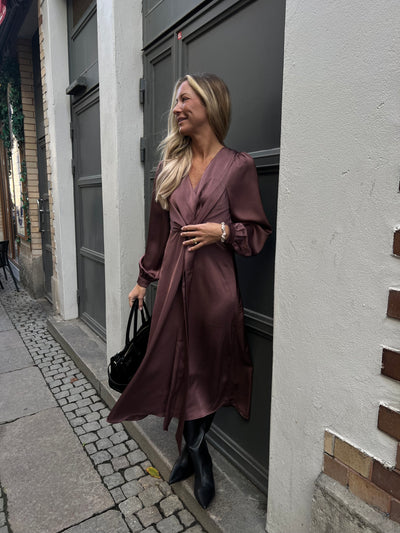 Rimini heavy sateen dress dark rose