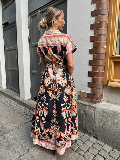 Shirt dress flower black