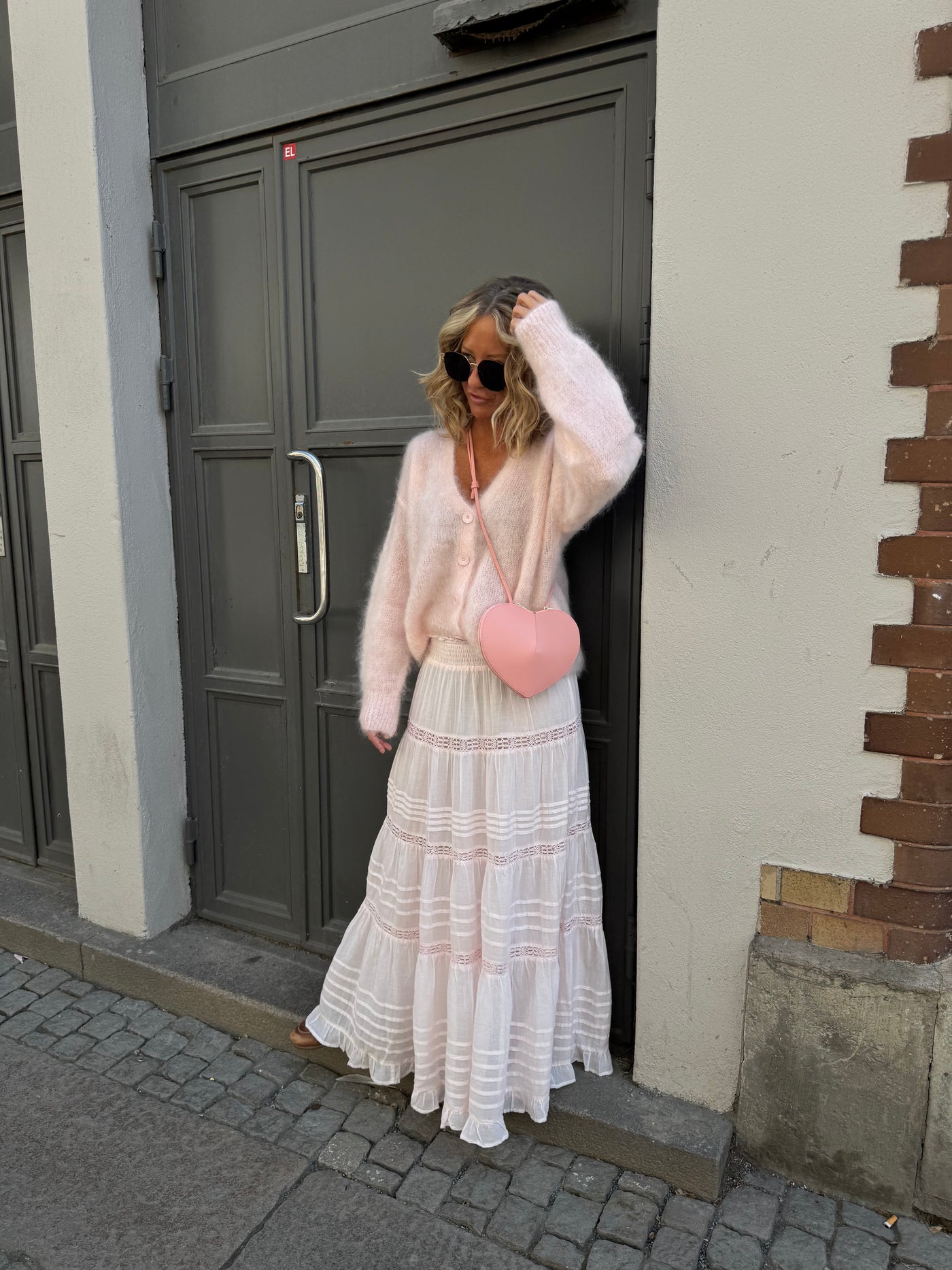Roro mohair kofta new v hals Light Pink