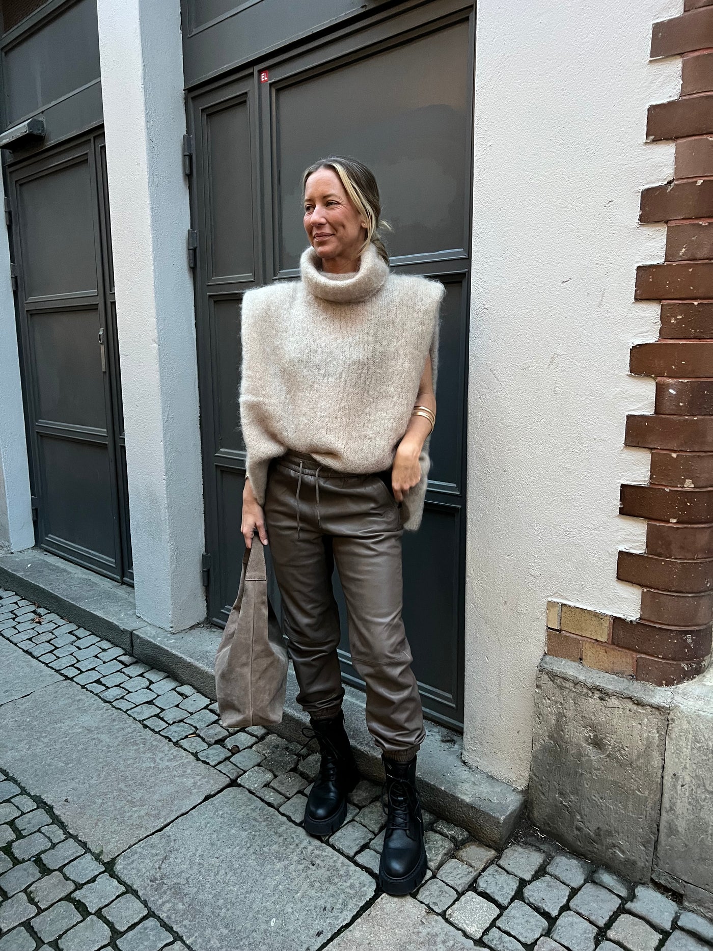 Shilo Leather pants grå/brun