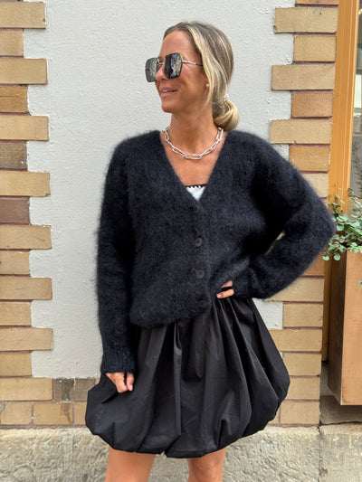 Roro mohair kofta new v hals Black - 23356