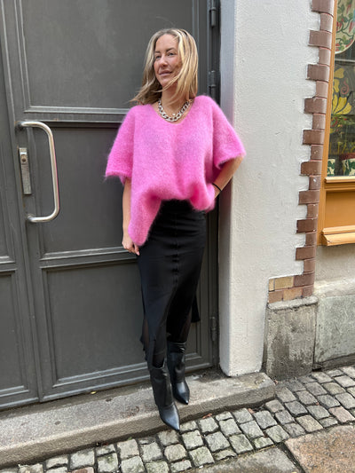 Roro mohair v-ring cerise väst - 23613