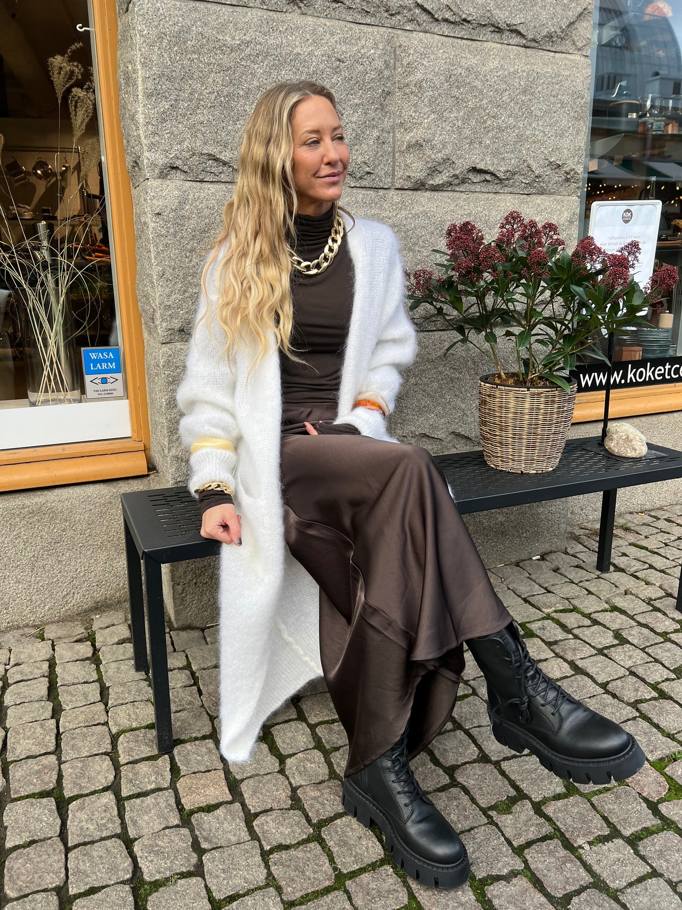 Roro mohair kofta Lång vit - 22313