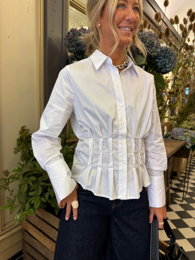 PoppyCC Pleat Waist Shirt White