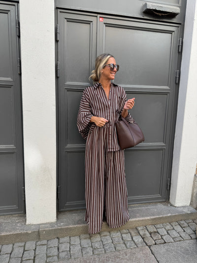 OVERISIZE STRIPE SET BROWN
