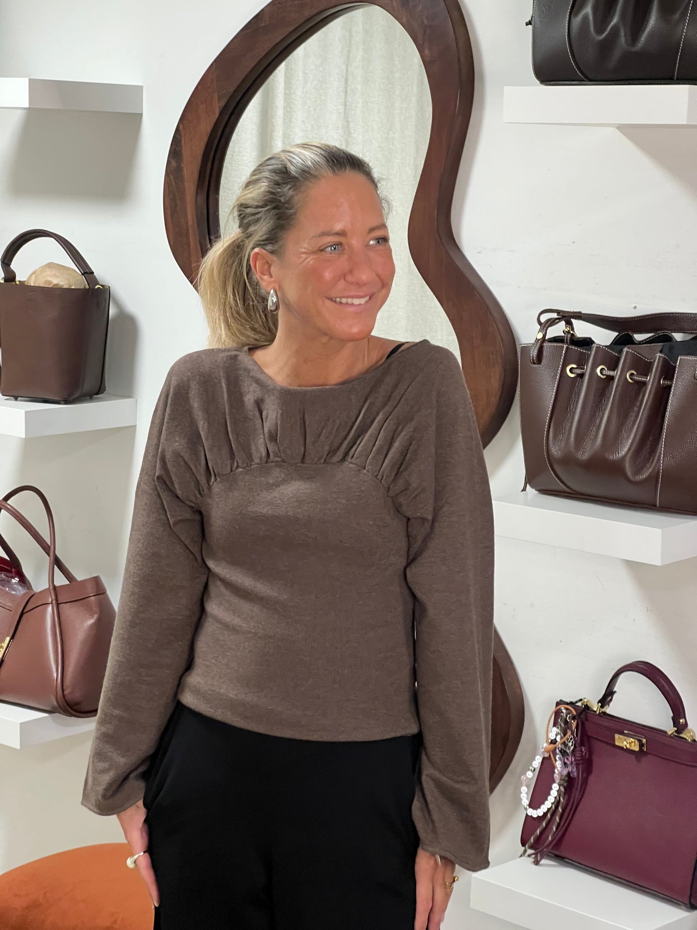 KAIBA KNIT BLOUSE BROWN