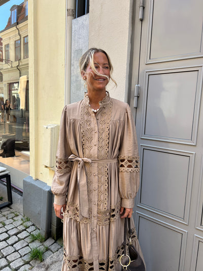 Lace Long Dress latte - R1598