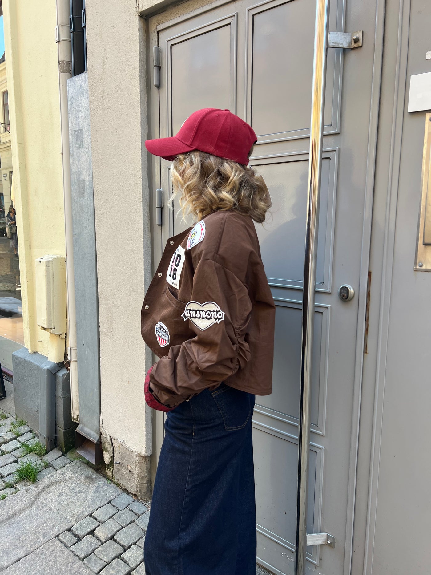 Patch jacket brown v 10161