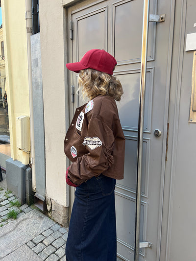 Patch jacket brown v 10161