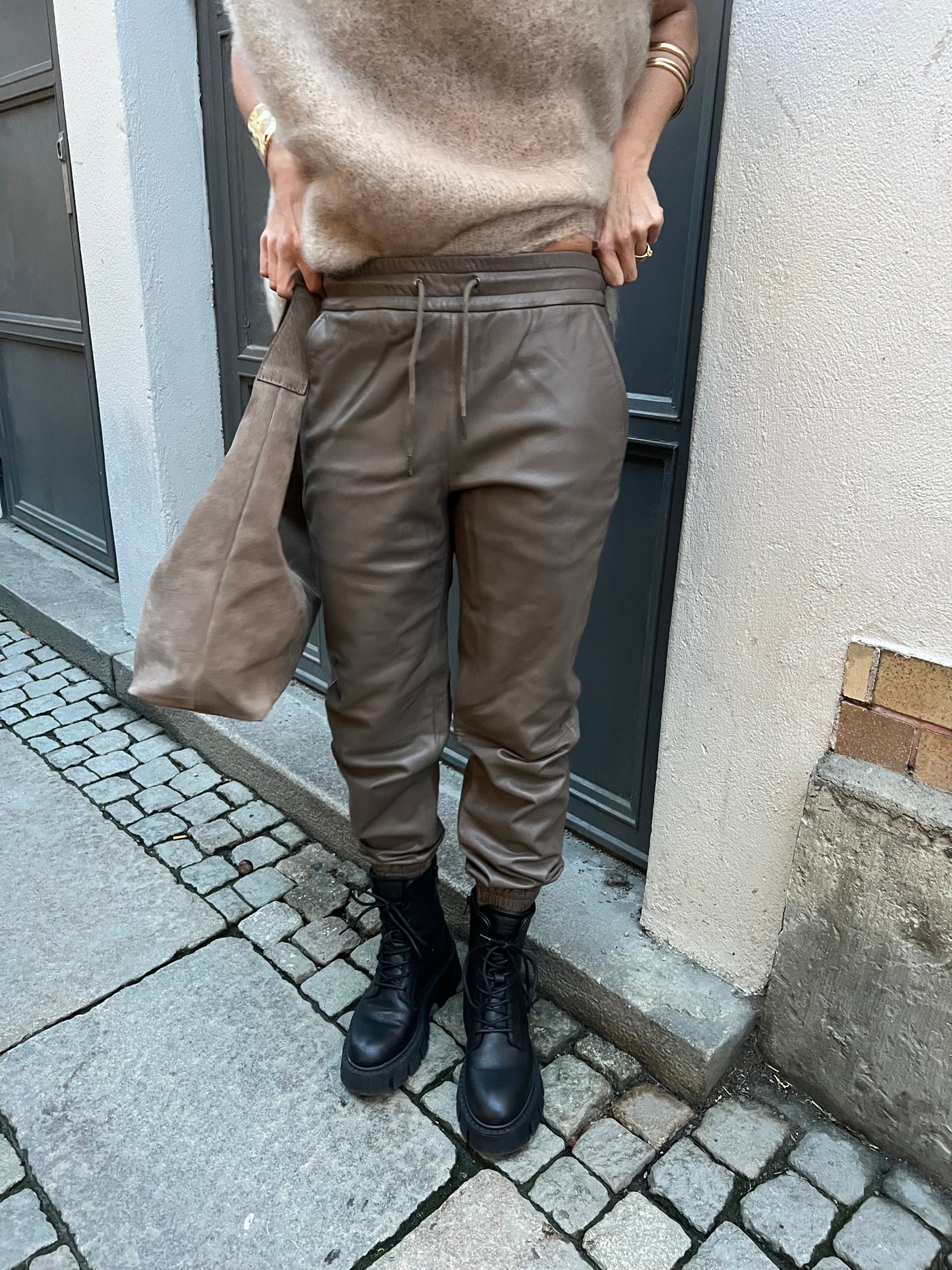 Shilo Leather pants grå/brun