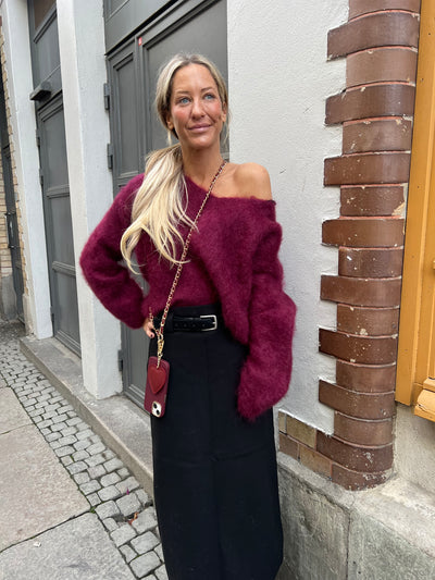 Roro Mohair Vinröd V-ring - 23505