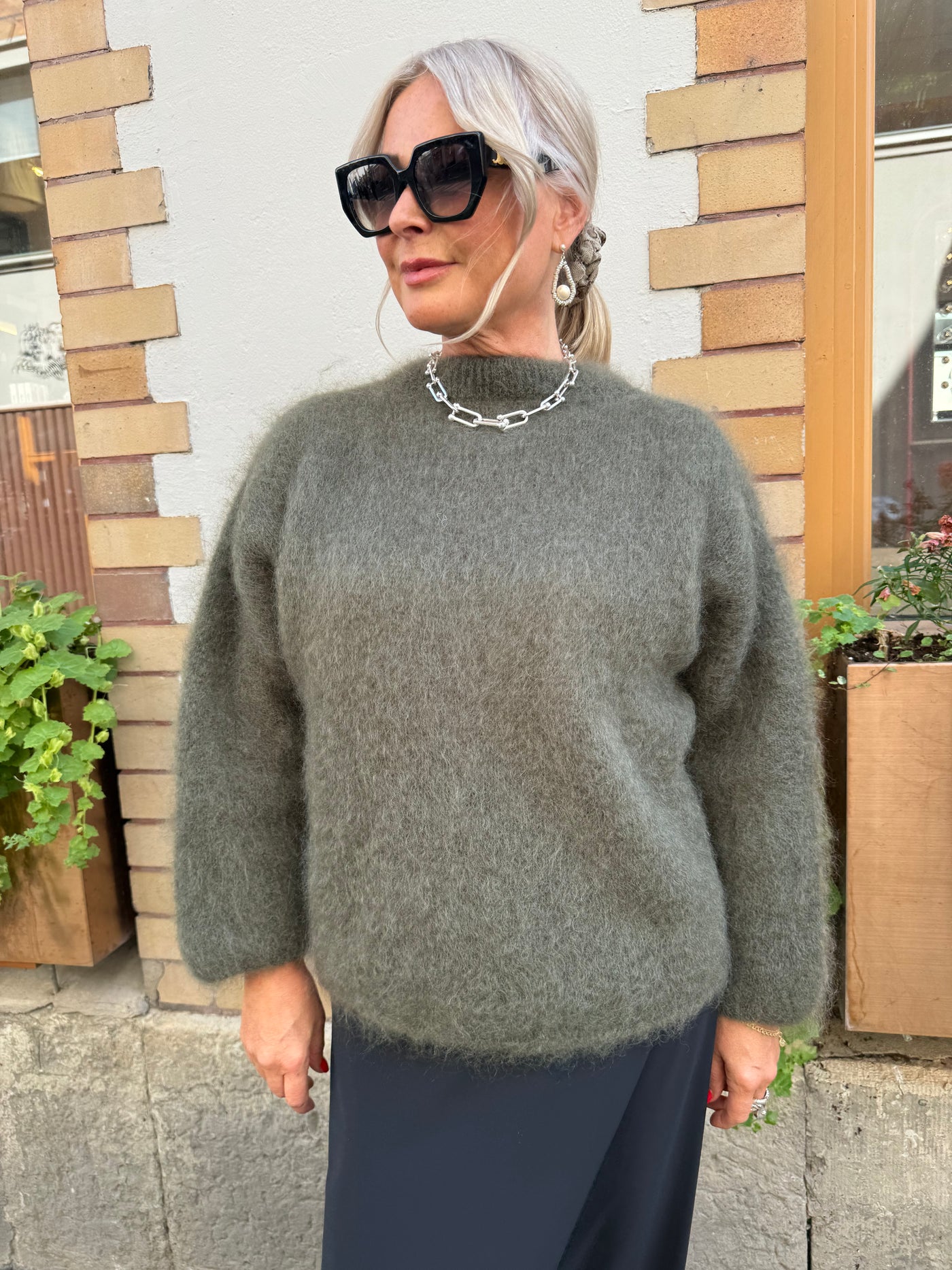 Roro Mohair Army Rundhals - 22348