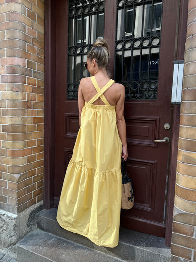 CMVINCA - DRESS WITH SEWN-ON FLOWERS IN YELLOW