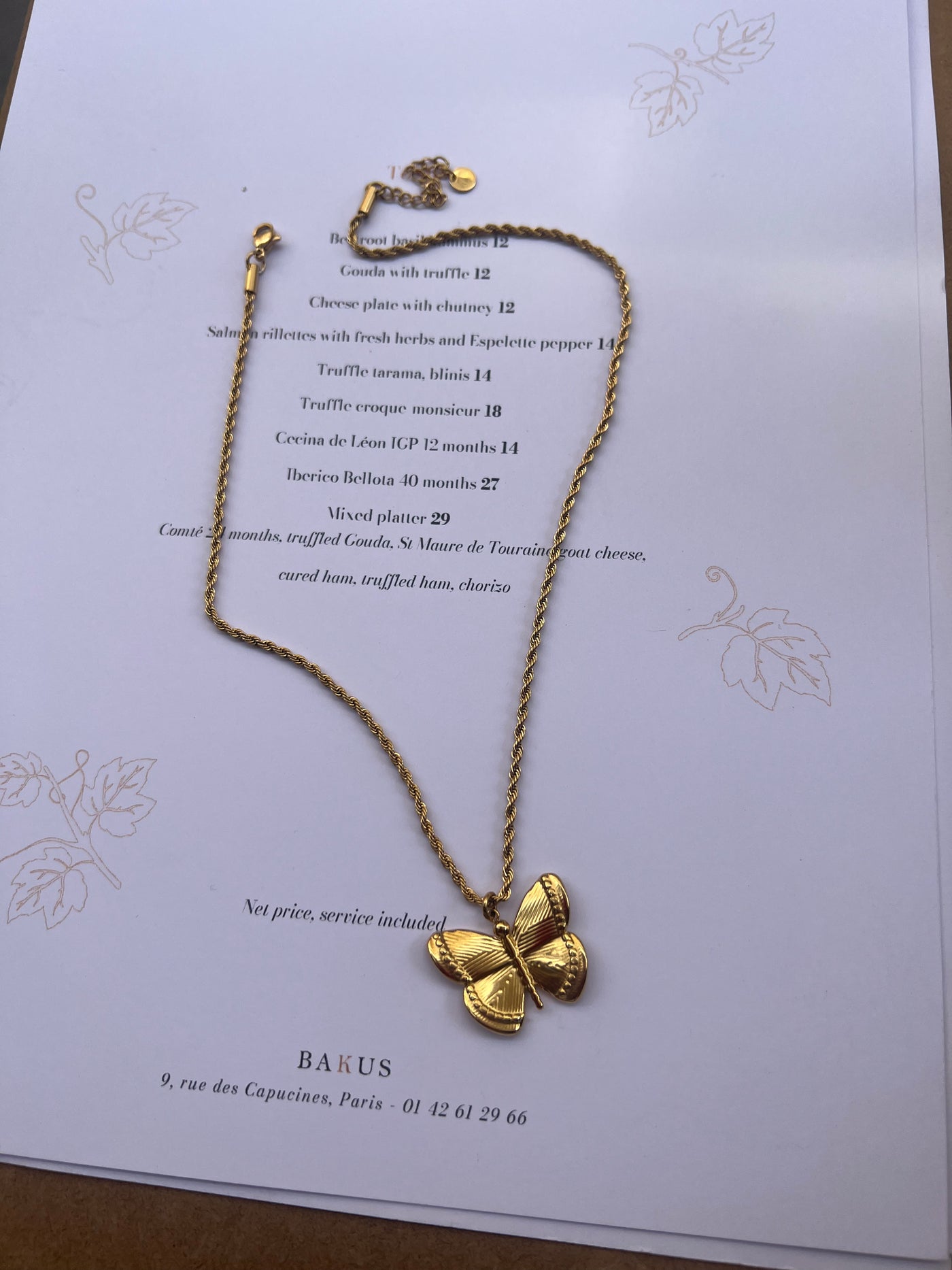 Butterfly necklace guld