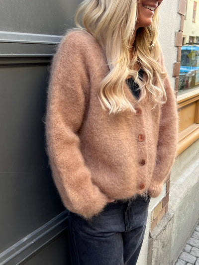 Roro Mohair Kofta Kort med knapp Camel