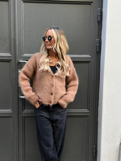 Roro Mohair Kofta Kort med knapp Camel