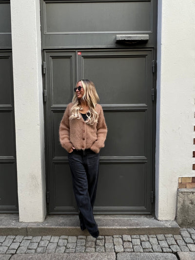 Roro Mohair Kofta Kort med knapp Camel