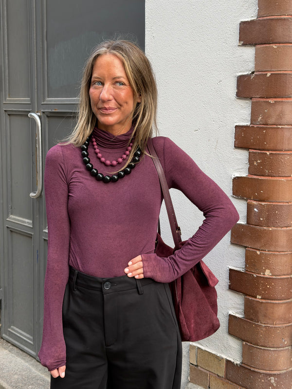 Big bead necklace burgundy